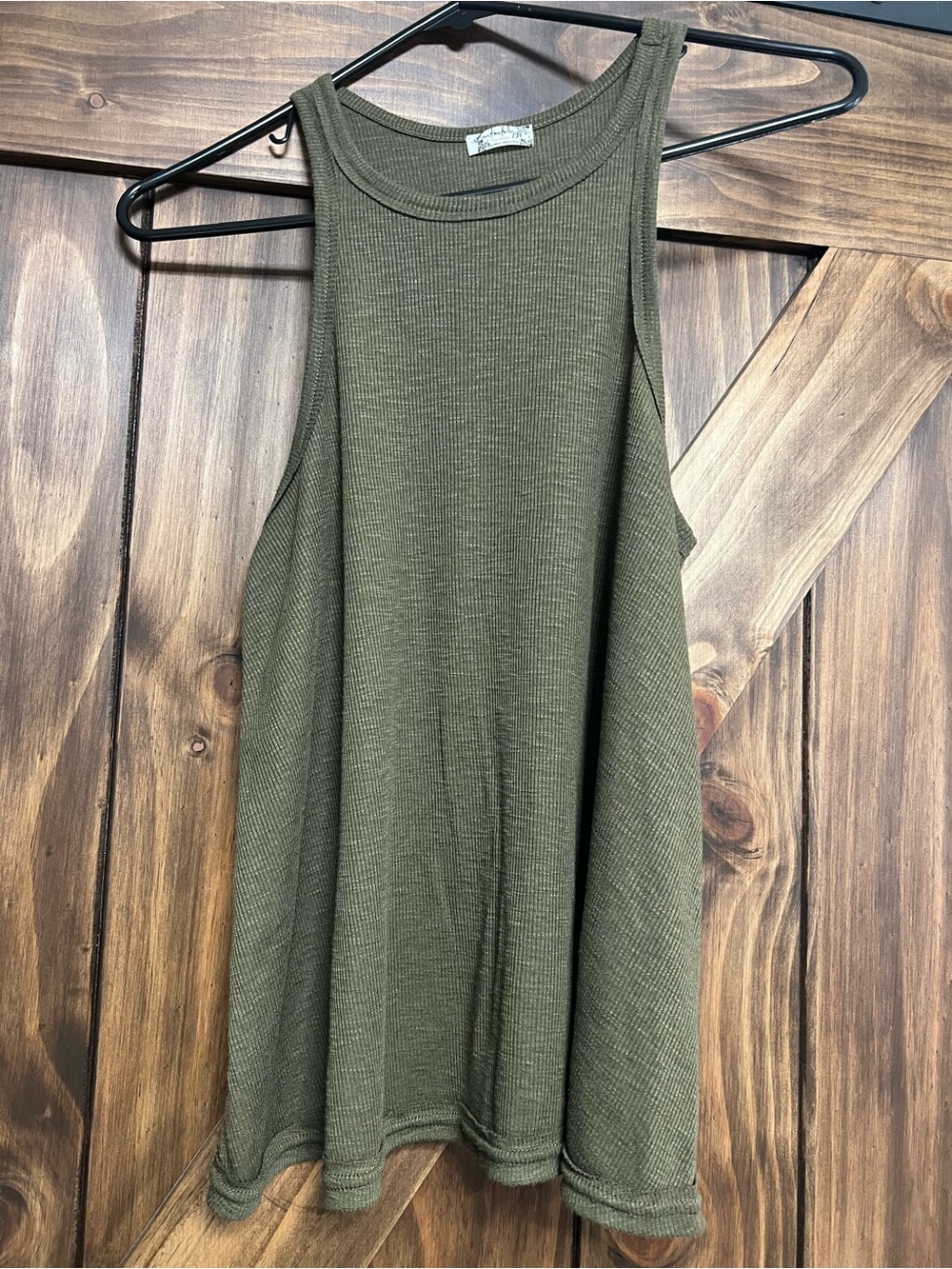 Intimately Free People Long Beach Ribbed Swing Tank Top Olive Green XS